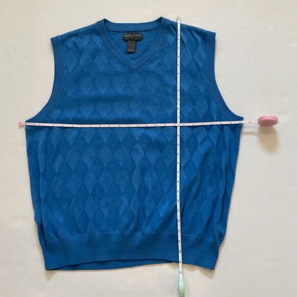 Bundle 2 Saddlebred Cotton Golf Preppy Sweater Vests Blue, Red, Diamond L - Picture 9 of 11